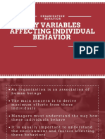 KEY FACTORS INFLUENCING INDIVIDUAL BEHAVIOR