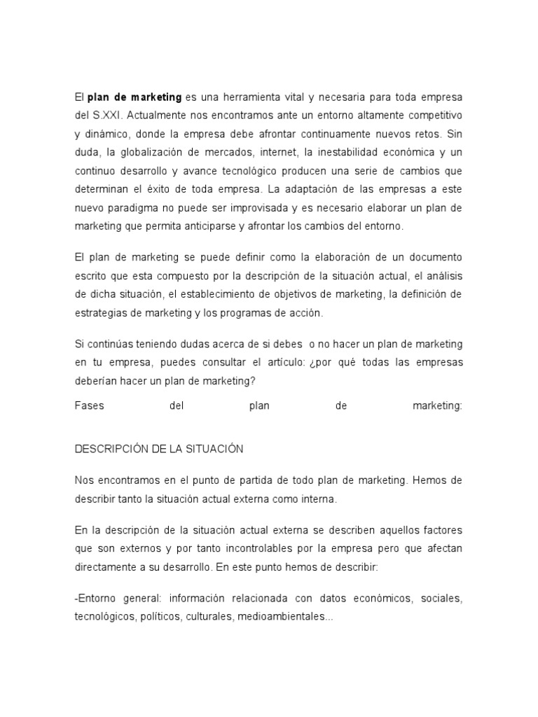 Cómo Elaborar un Plan de Marketing | PDF | Producto (Negocio) | Marketing