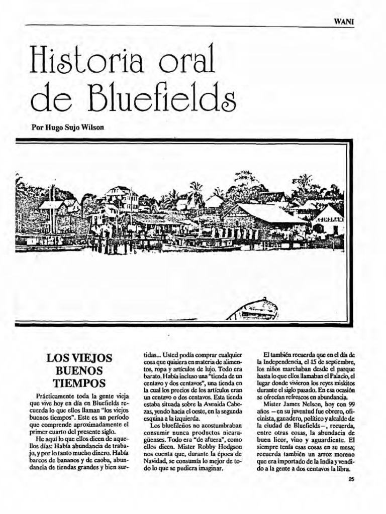 WaniHistoria Oral de BluefieldsAutor Hugo Sujo Wilson PDF