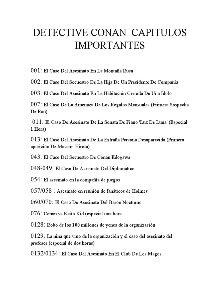 Detective Conan Capitulos Importantes PDF Policía Thriller y crimen