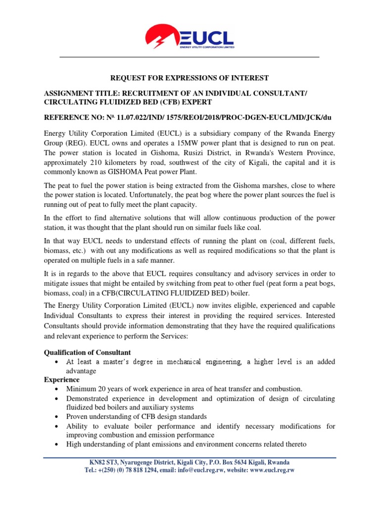 CFB Expert Recruitment for EUCL Rwanda | PDF | Fuels | Peat