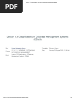 Lesson 1.3 Classifications of Database Management Systems (DBMS)