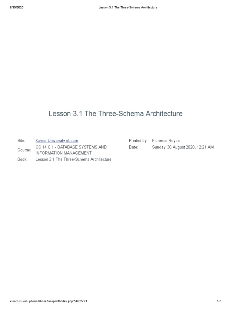 Lesson 3.1 The Three-Schema Architecture | PDF | Conceptual Model ...