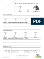 Printing Letter Z Worksheet PDF