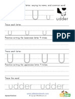 Printing Letter U Worksheet PDF