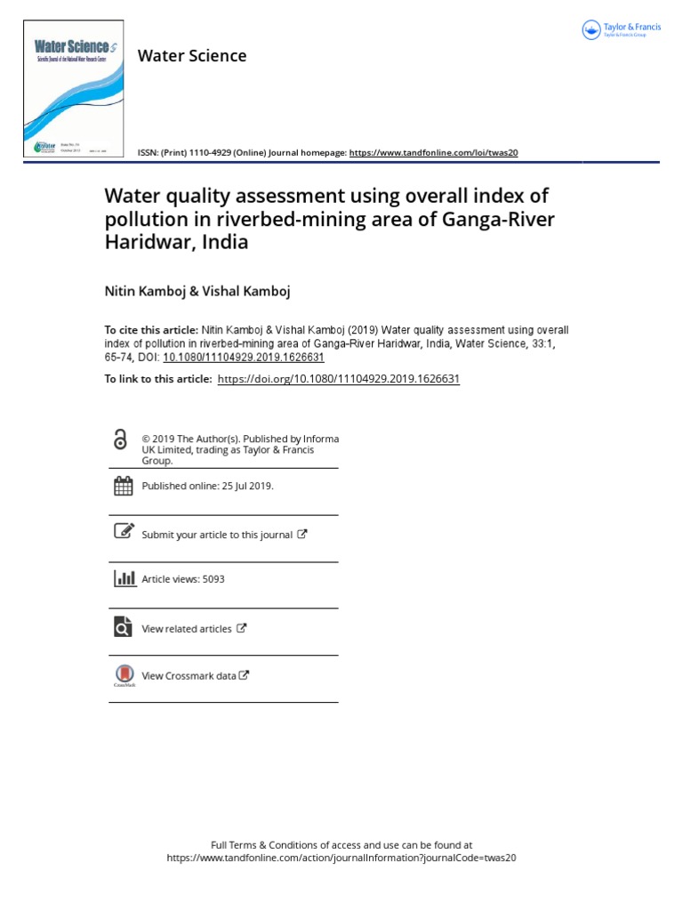 Water Quality Assessment Using Overall Index of Pollution in Riverbed