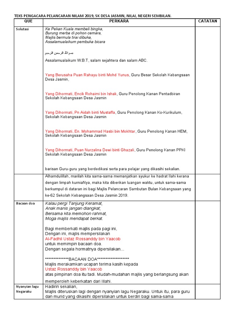 Agenda pelancaran bulan kebangsaan di sekolah kebangsaan desa jasmin pdf
