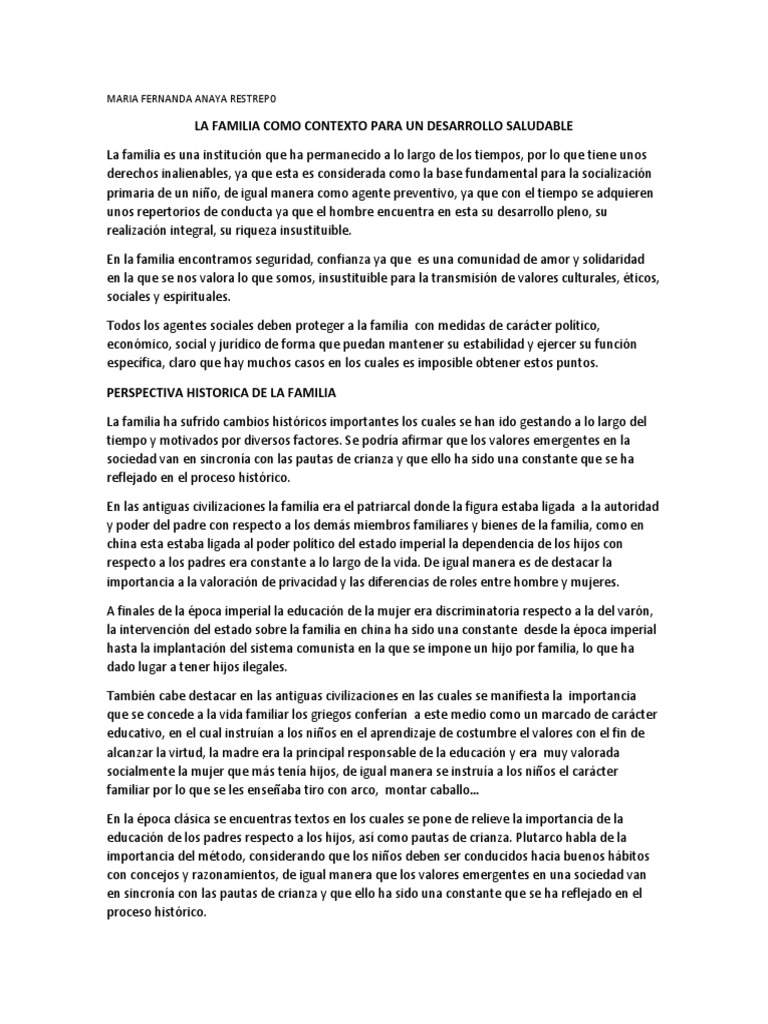 La Familia y su Impacto en el Desarrollo Saludable | PDF | Teoría de ...