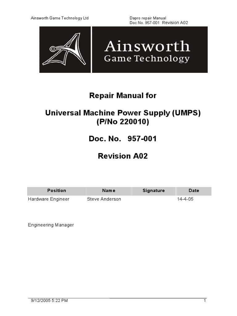 Universal Machine Power Supply Repair Guide | PDF | Power Supply ...