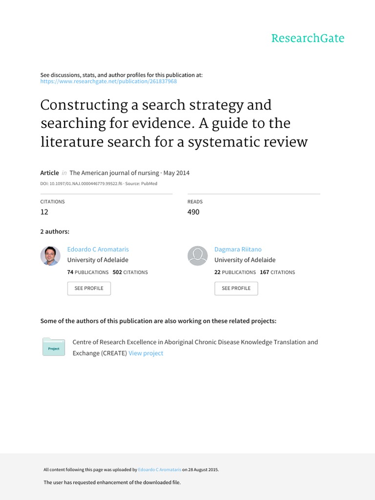 Constructing A Search Strategy and Searching For Evidence. A Guide To The Literature Search For