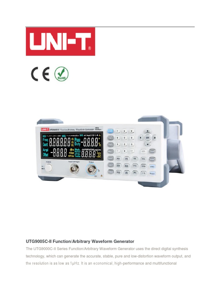 FunctionArbitrary Waveform Generator UNIT UTG9005CII Datasheet PDF