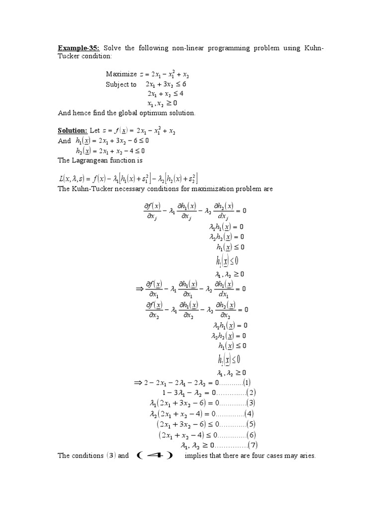 Example-35: Solve The Following Non-Linear Programming Problem Using ...
