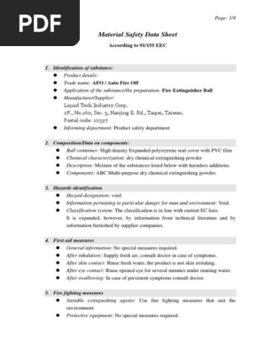 AFO Material Safety Data Sheet