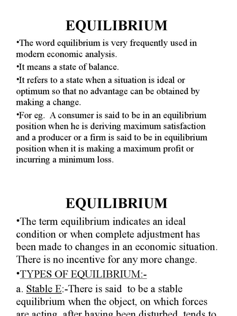 Types and Meaning of Economic Equilibrium | PDF | Economic Equilibrium ...