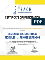 Certificate of Participation for designing remote learning modules
