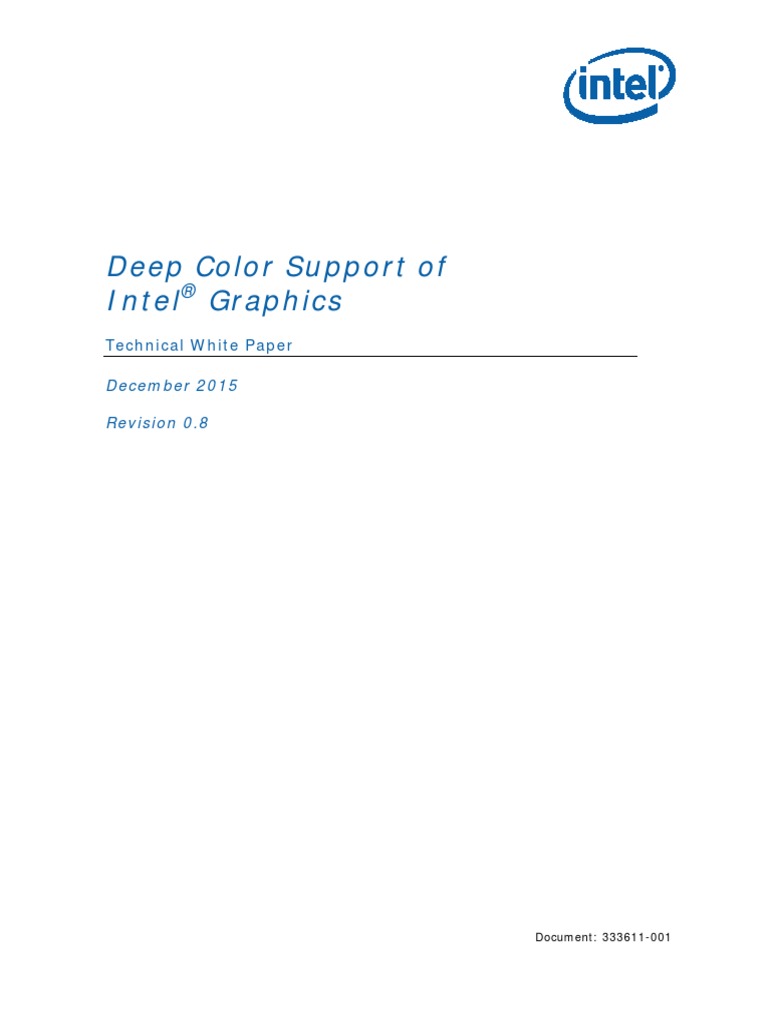 Deep Color Support of Intel Graphics: Technical White Paper | PDF ...