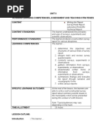 Unit Ii Aligning Learning Competencies, Assessment and Teaching Strategies Content