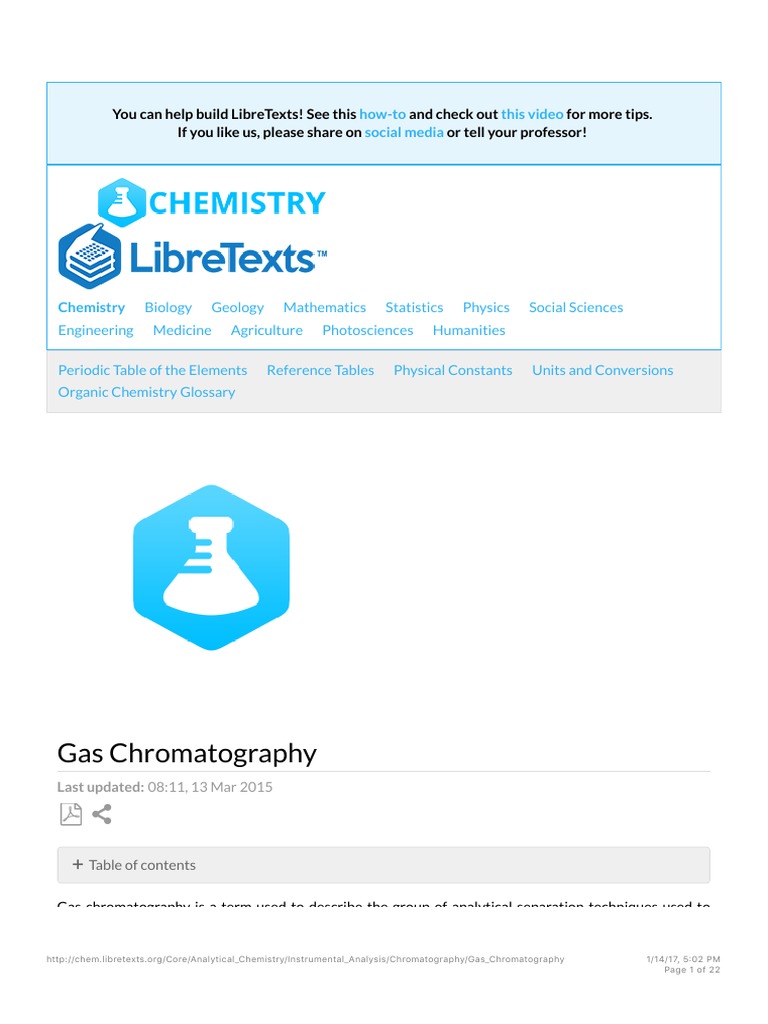 Gas Chromatography - Chemistry LibreTexts | PDF | Gas Chromatography ...