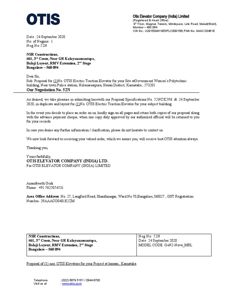 Our Negotiation 52N Otis Elevator Company (India) Limited