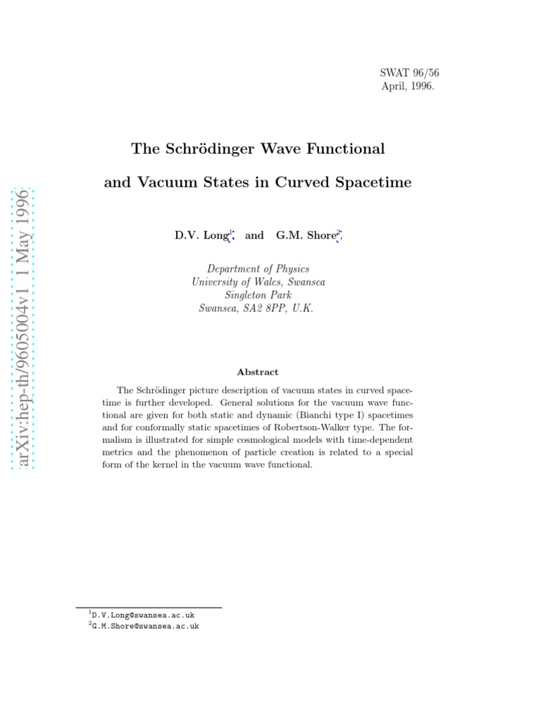 The SCHR Odinger Wave Functional and Vacuum States in Curved Spacetime ...