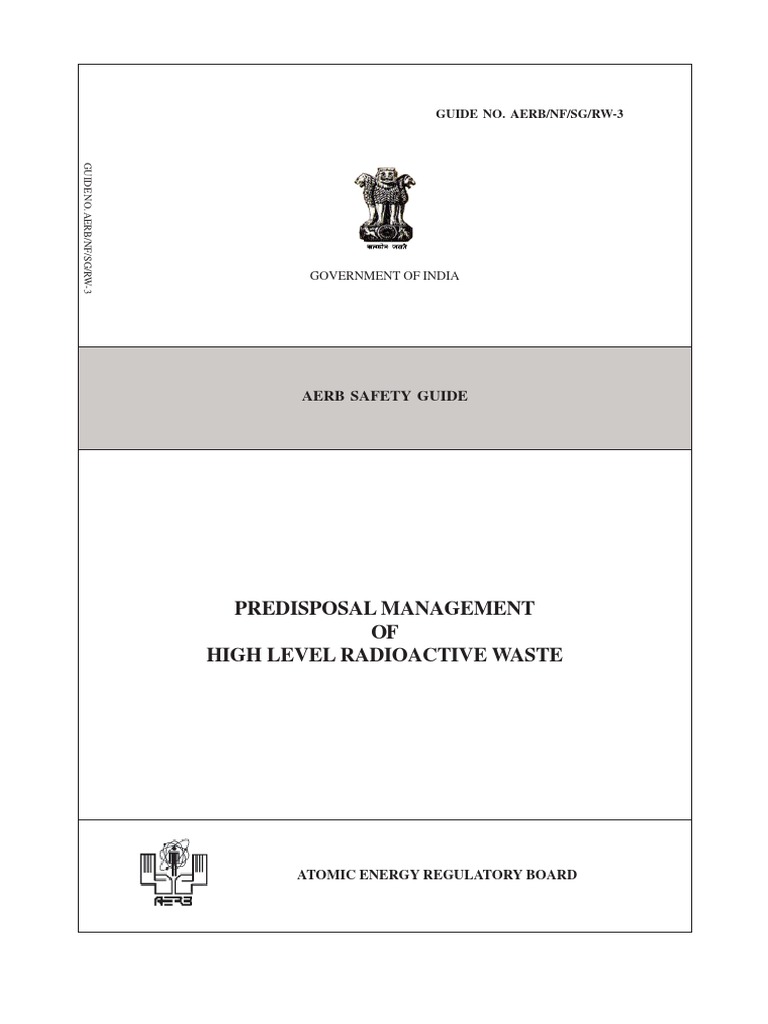 Predisposal Management OF High Level Radioactive Waste Aerb Safety Guide PDF Radioactive
