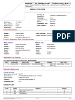 Mbeya University of Science and Technology (Must) : Application Form