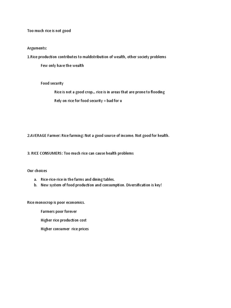 Why Rice Is Not Good For You PDF Rice Food Security