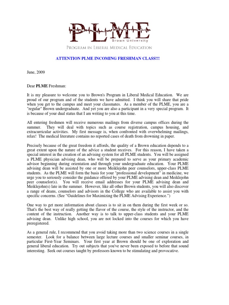 Welcome to Brown's PLME Program | PDF | Students | Advanced Placement