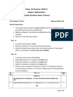 Class: XII Session: 2020-21 Subject: Mathematics Sample Question Paper (Theory)