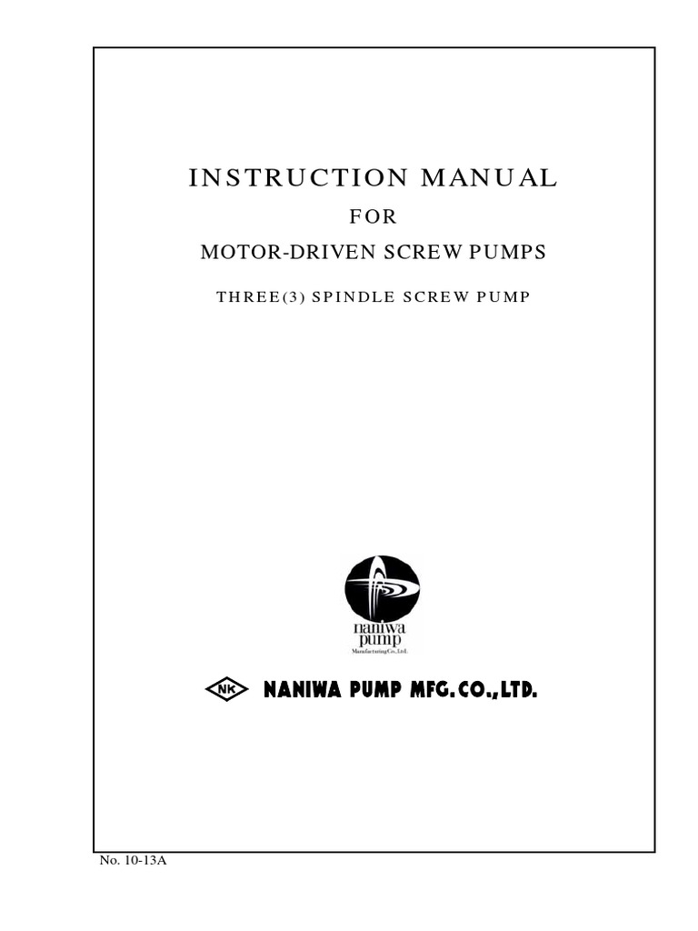 Three-Spindle Screw Pump Manual | PDF | Pump | Valve