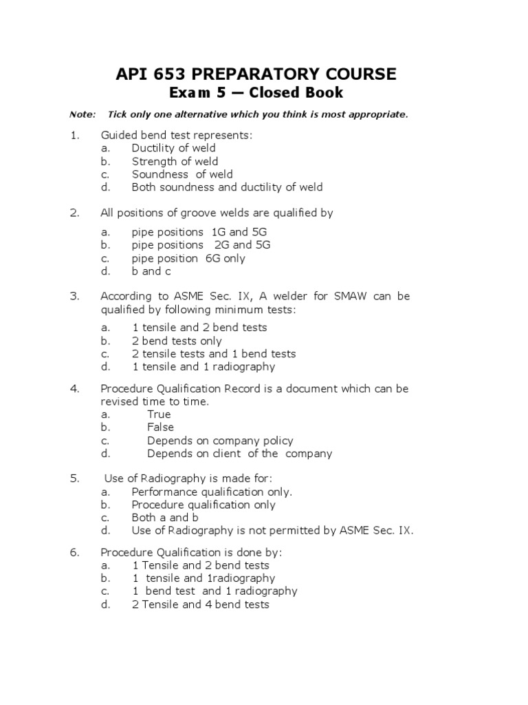 API 653 Exam Prep: Welding & Testing | PDF | Ultimate Tensile Strength ...