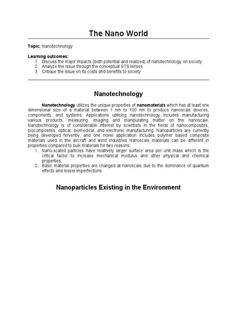 Impacts of Nanotechnology on Society | PDF | Gene Therapy | Stem Cell