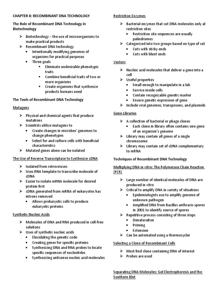 Overview of Recombinant DNA Technology | PDF | Molecular Cloning | Gel ...