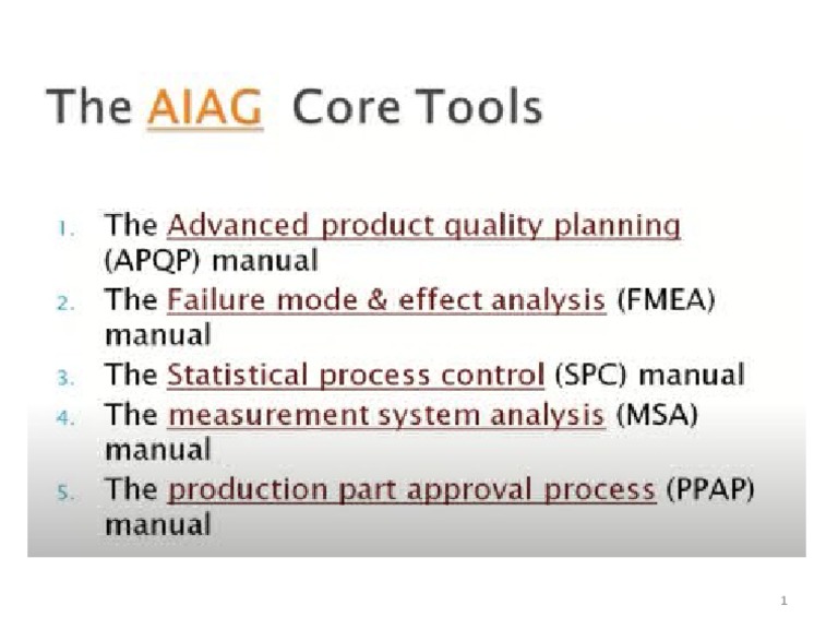 AIAG Core Tools List PDF