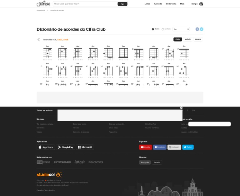 Dicionário De Acordes Cifra Club Pdf Internet Entretenimento