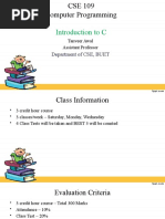 Introduction To C: Department of CSE, BUET