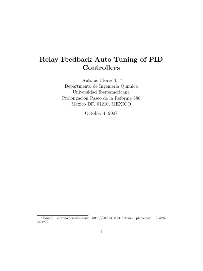 PID Controller Relay Auto Tuning Guide | PDF | Control Theory | Applied ...