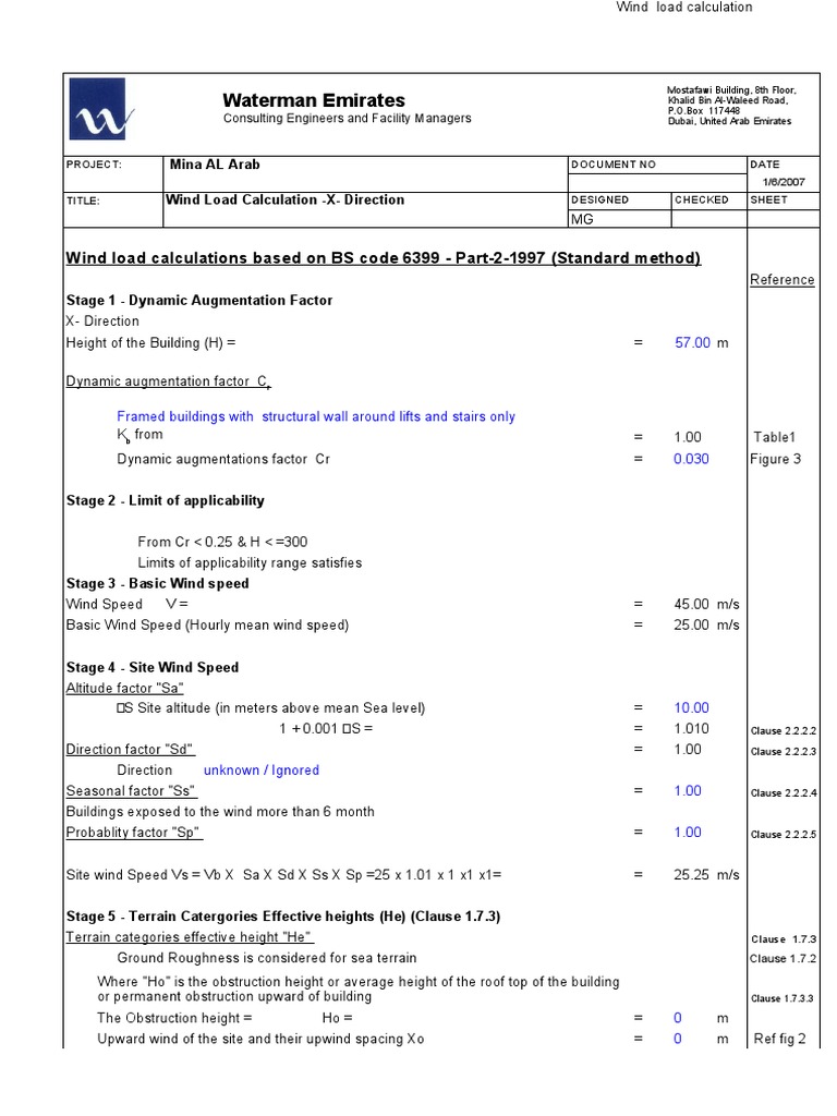 Wind Calculation (Standard Method) | PDF | Framing (Construction) | Wall