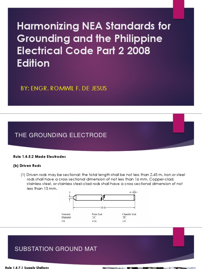 Harmonizing NEA Standards For Grounding and The Philippine Electrical