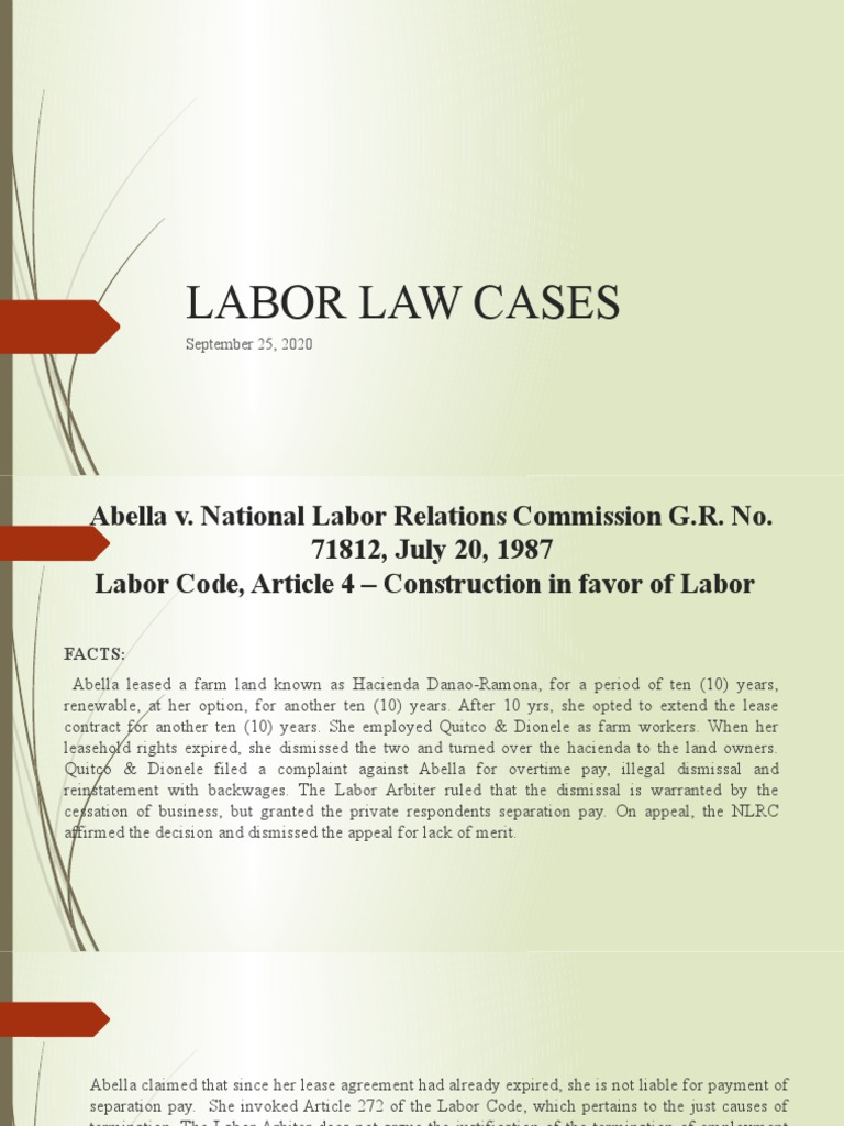 Analysis of Key Labor Law Cases Regarding Employment Termination