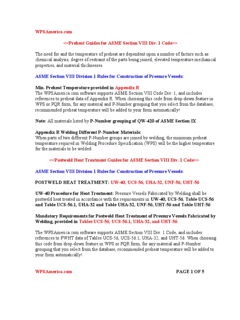 PWHT Requirements per ASME VIII Div 1 | PDF | Heat Treating | Welding