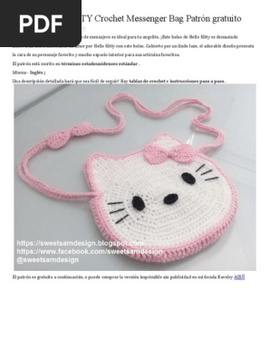 Cute Crochet Hello Kitty Messenger Bag Free Pattern PDF Tejer