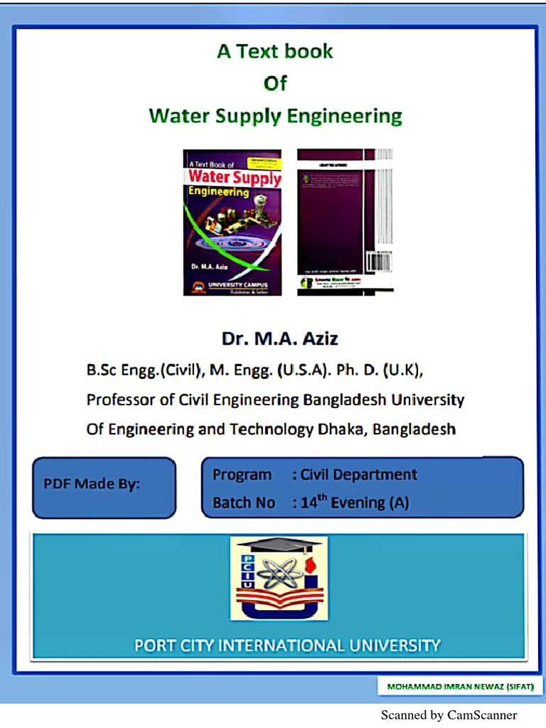 WATER SUPPLY ENGINEERING by DR. M.A AZIZ PDF PDF