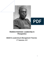 Obafemi Awolowo: Leadership in Perspective: BS4S16 Leadership & Management Theories