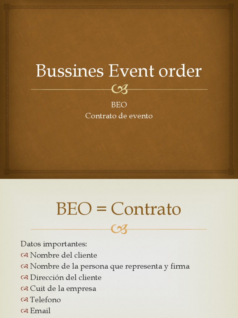 Bussines Event Order: BEO Contrato de Evento | PDF | Business | Science