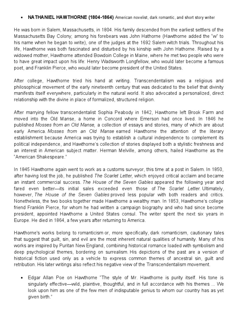 The Minister's Black Veil Overview PDF Nathaniel Hawthorne