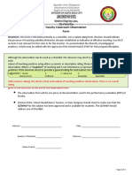 Faculty Classroom Observation Form