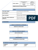 Descripción de Cargo Coordinador de Operaciones