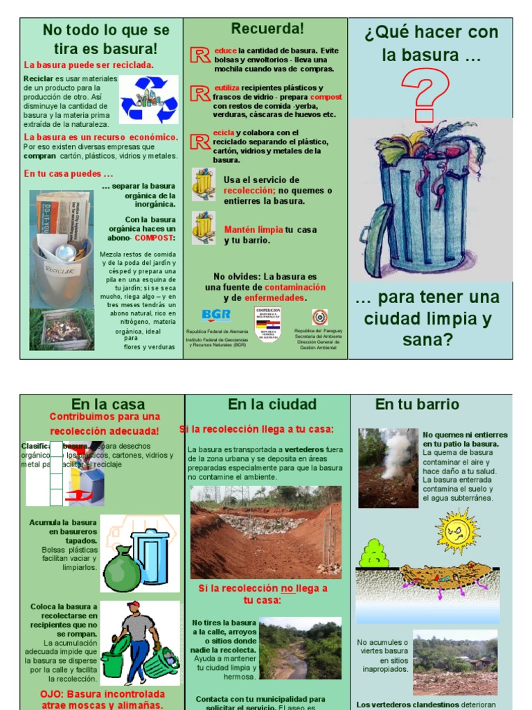 Tríptico sobre reciclaje y basura | PDF | Vertedero | Residuos