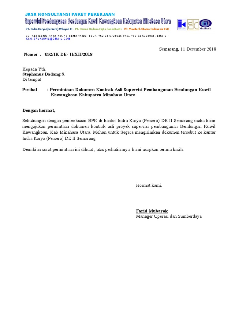 Surat Pengajuan Dokumen Pdf